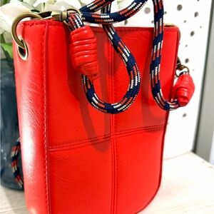 Red Leather Bucket Bag